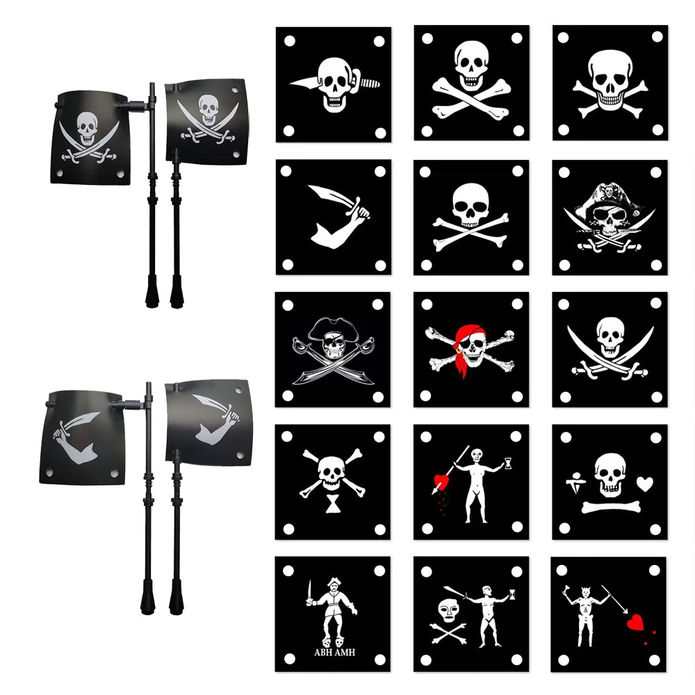 Big Pirate Flag for Pirate Baot Sea Wolf Flags Corsair Rock Island Refuge Building Block Figure