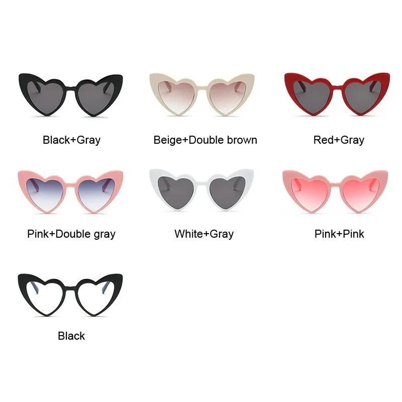 Red Heart Cat Eye Style Sunglasses Woman Brand Designer Sun Glasses Female Cute Sexy Retro Shades Gradient Mirror Oculos De Sol