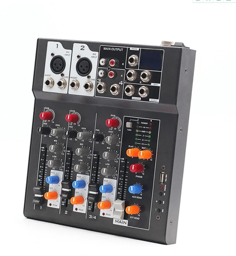 4-way small household k-song USB household reverberation KTV recording stage with Bluetooth mixer F4 MIXER