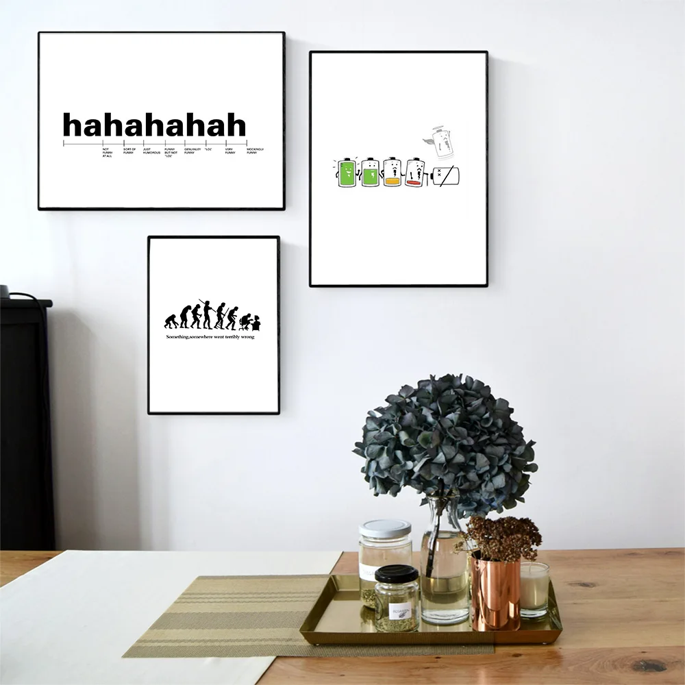 Hahahaha Canvas Poster and Prints Humor Human Evolution Painting Wall Art Nordic Style Decorative Picture Home Room Decor