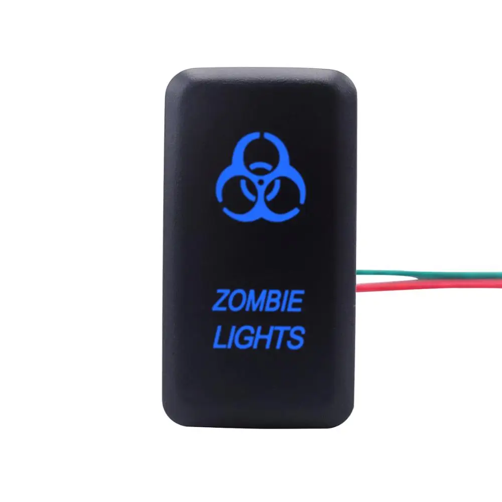 Wsen Push Button with Zombie Lights Symbol Blue Backlight ON-Off with Connector Wire Kit Fit For Toyota Tacoma Tundra 4Runner