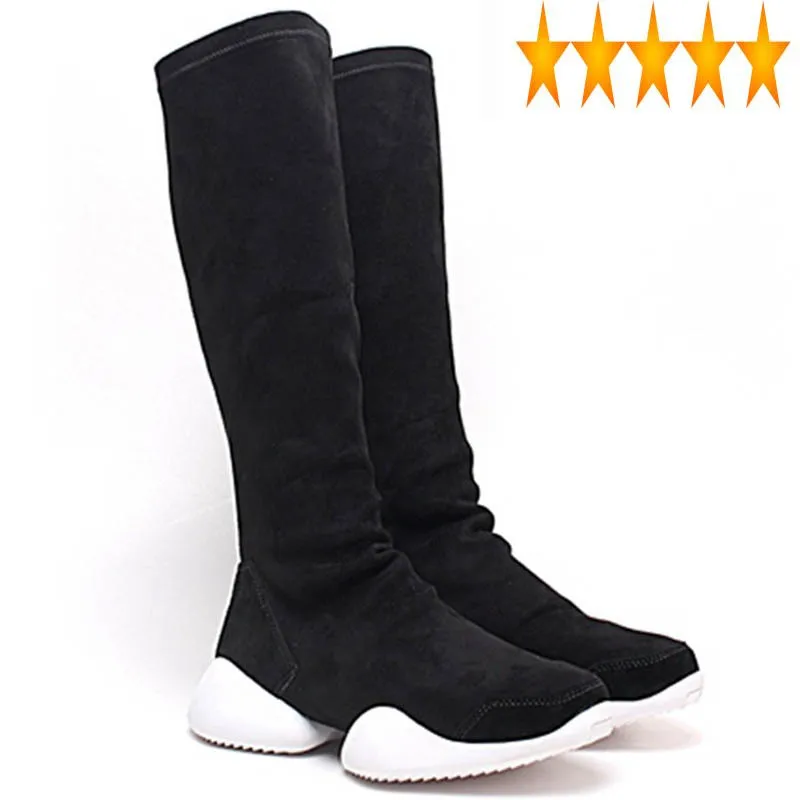 

Sock Mid-Calf Men Flock Luxury Trainers Riding Winter Casual Sneakers Lovers Flats Shoes Black Plus Size 45 Boots