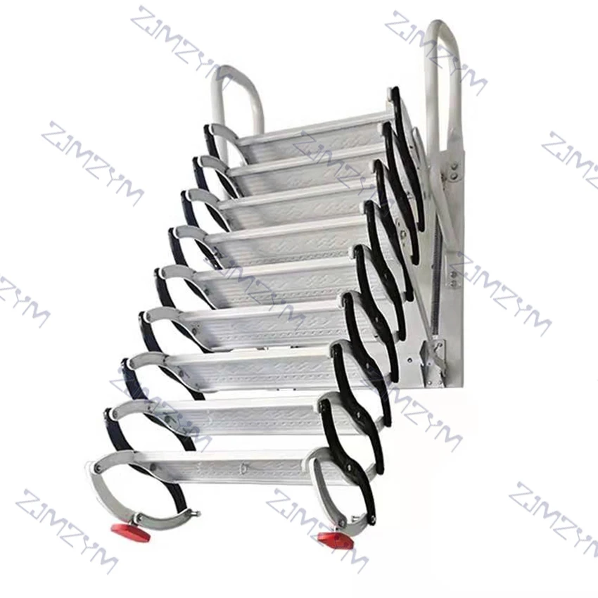 Household Hanging Retractable Staircase Wall-mounted Folding Ladder Customized Top-mounted/Side-mounted Attic Telescopic Stairs