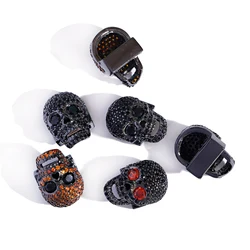 Copper Micro Pave Zircon CZ Geometry Skull Loose Spacer Beads For Jewelry Making DIY Men Bracelet