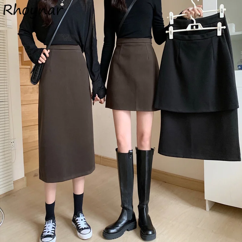 

Skirts Women All-match Solid Harajuku Students Autumn Ladies Popular Tender Soft Streetwear Trendy Design Vintage Cozy Faldas