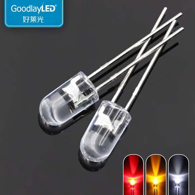 

1000PCS DIP LED Light Emitting Diode F5 / 5mm Round Endless Short Foot Mouse Red Yellow Highlight White Light LED Straight Plug