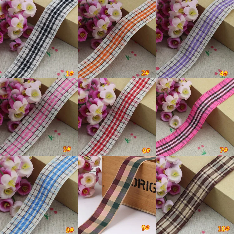 (1 Yards/lot) 2.5cm Multiple Options Scottish Plaid Grid Printed Ribbon for DIY Home Decoration Gift Wrapping Christmas Ribbons