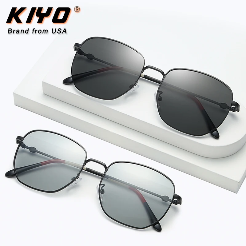 KIYO Brand 2020 New Women Men Polygonal Polarized Photochromic Sunglasses Metal Classic Sun Glasses UV400 Driving Eyewear 2886