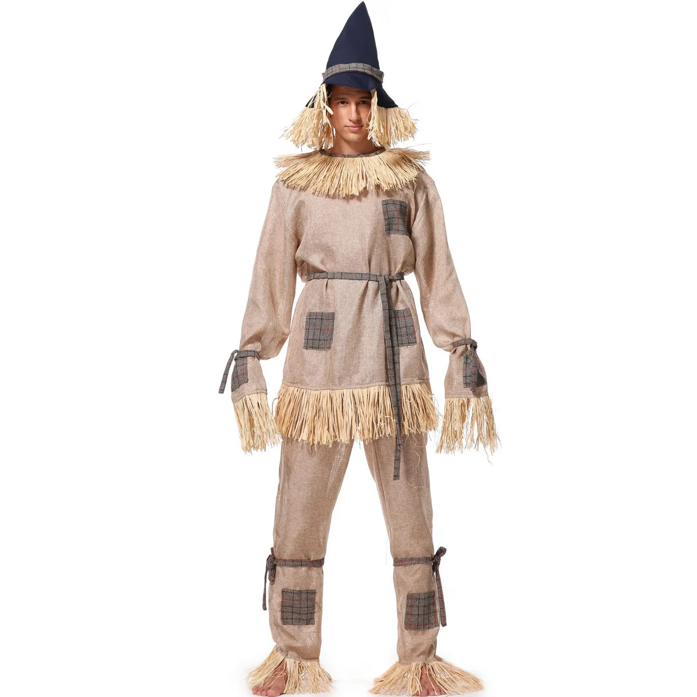 Deluxe Adult Mr. Scarecrow Costume Woman Man Halloween Cosplay for Men, with Included Accessories