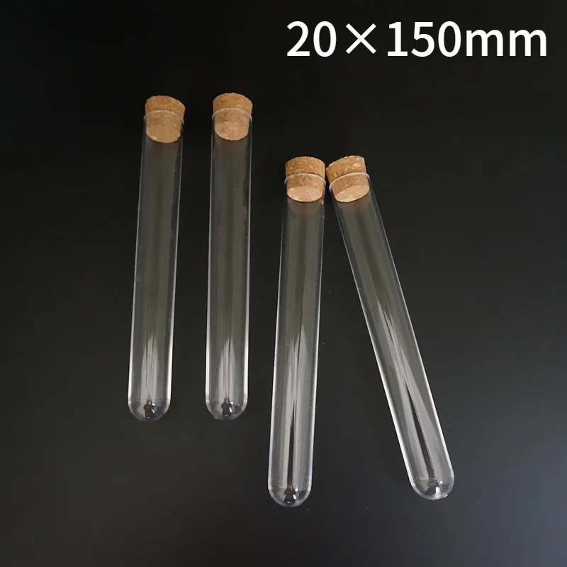 

10pcs 20pcs 50pcs 100pcs 20x150mm Clear Plastic Test Tubes With Cork Cap Use For Laboratory Or Wedding Favours Vial