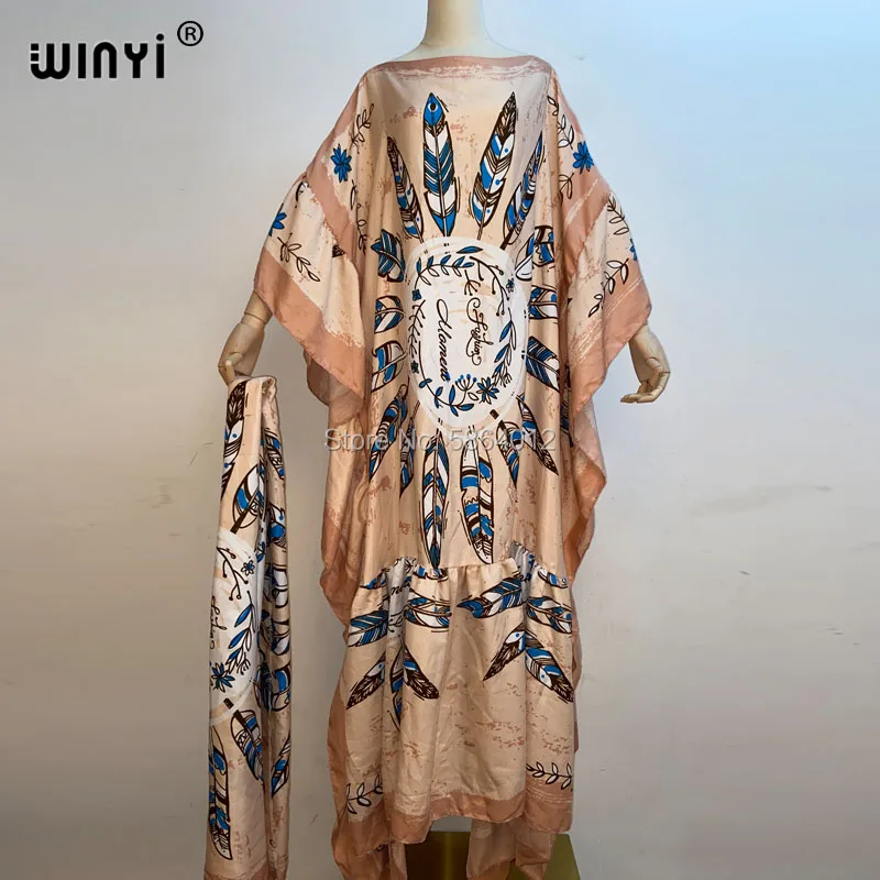 2021 WINYI Autumn Pakistani Elegant Pleated Dress Women Long Sleeve Splicing Stripe Print Female Midi Dress Vestdios