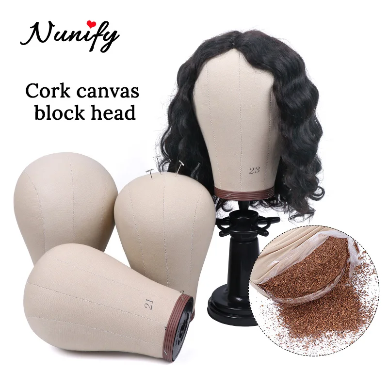 

Nunify 21-24Inch Canvas Block Head Mannequin Head For Making Wigs/Head Weft/Wig Display Style Styling Manikin Head Cork Inside