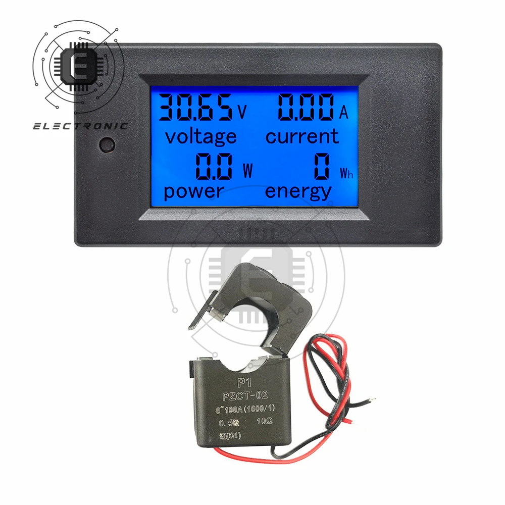 

AC 6in1 220V 80V~260V 100A Single Phase Digital Ampermeter Power Energy Voltmeter Ammeter Volt Watt Kwh Factor Meter Split CT