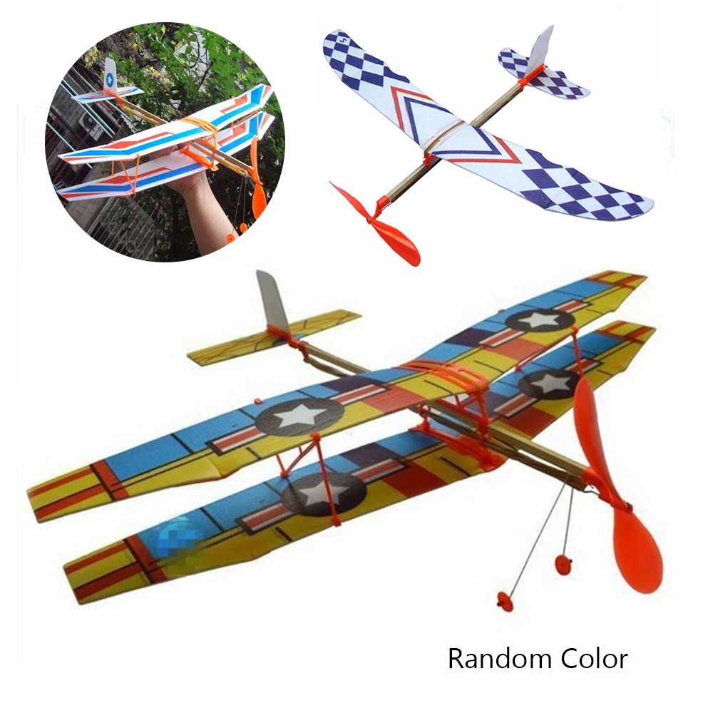 

New DIY Foam Plane Model Kit Rubber Band Powered Glider Plane Assembly Model Novelty Aircraft Educational Toy Gifts For Children