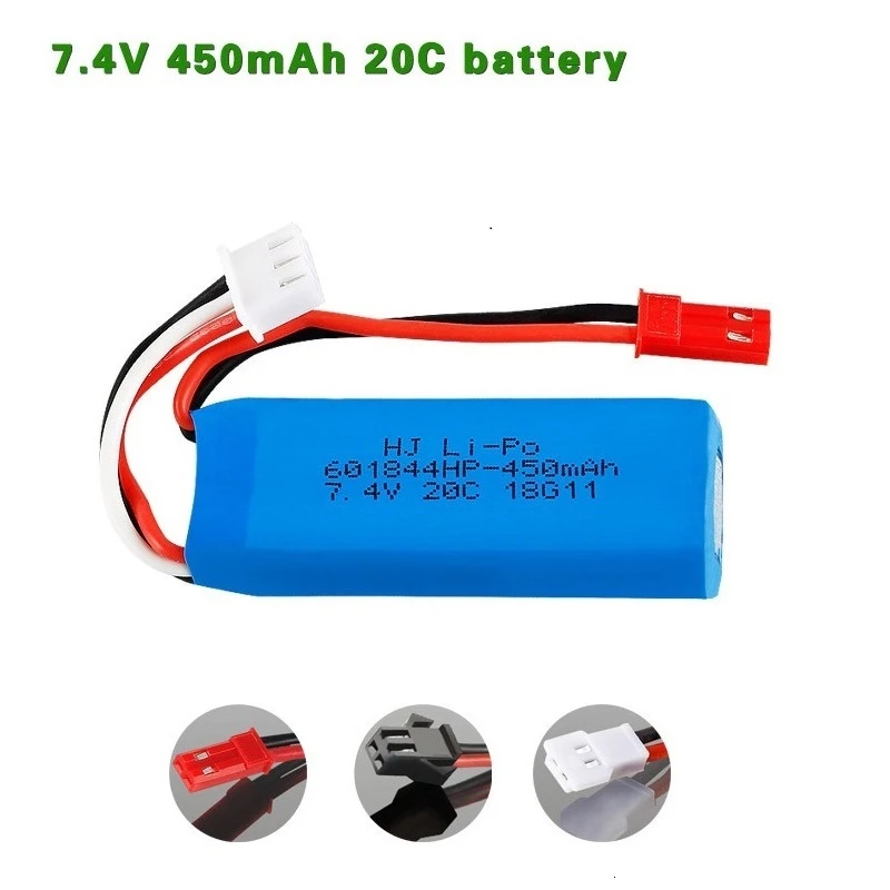 Original 7.4V 450mAh Lipo Battery for WLtoys K969 K989 K999 P929 P939 RC Car 601844 20C 2s 450mah 7.4v Rechargeable battery