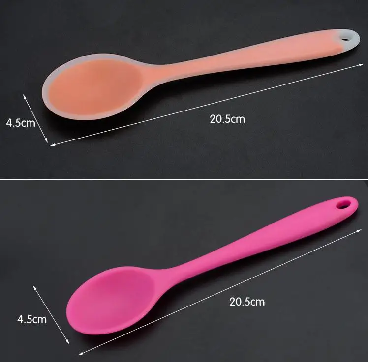 Home Use Mini Silicone Spoon Colorful Heat Resistant Spoons Kitchenware Cooking Tools Utensil 20.5*4.5cm SN3467