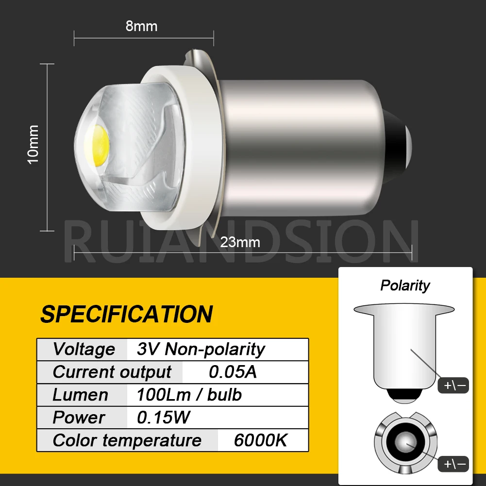 1PC Maglite LED Flashlight Bulb For Interior Bike Torch Spot Lamp Bulb P13.5S PR2 0.5W 90Lm E10 Warm/White 3V 4.5V 6V 9V 12V 18V