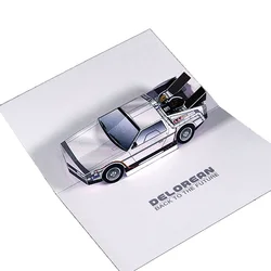 Back To The Future POP-UP Card DMC-12 Car Handmade 3D Paper Model Papercraft Art Origami DIY Kids Adult Craft Toys ER-088