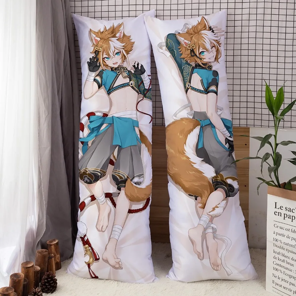 Genshin Impact Dakimakura Pillowcase Kaeya Xiao Klee Gorou Cosplay Hugging Body Pillow 150X50 Anime Game Otaku Pillow Cover Gift