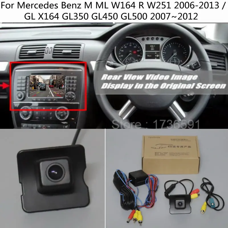 Do Mercedes Benz M ML W164 R W251 2006-2013 GL X164 GL350 GL450 GL500 RCA i oryginalny ekran kompatybilny z tylną kamerą samochodową HD