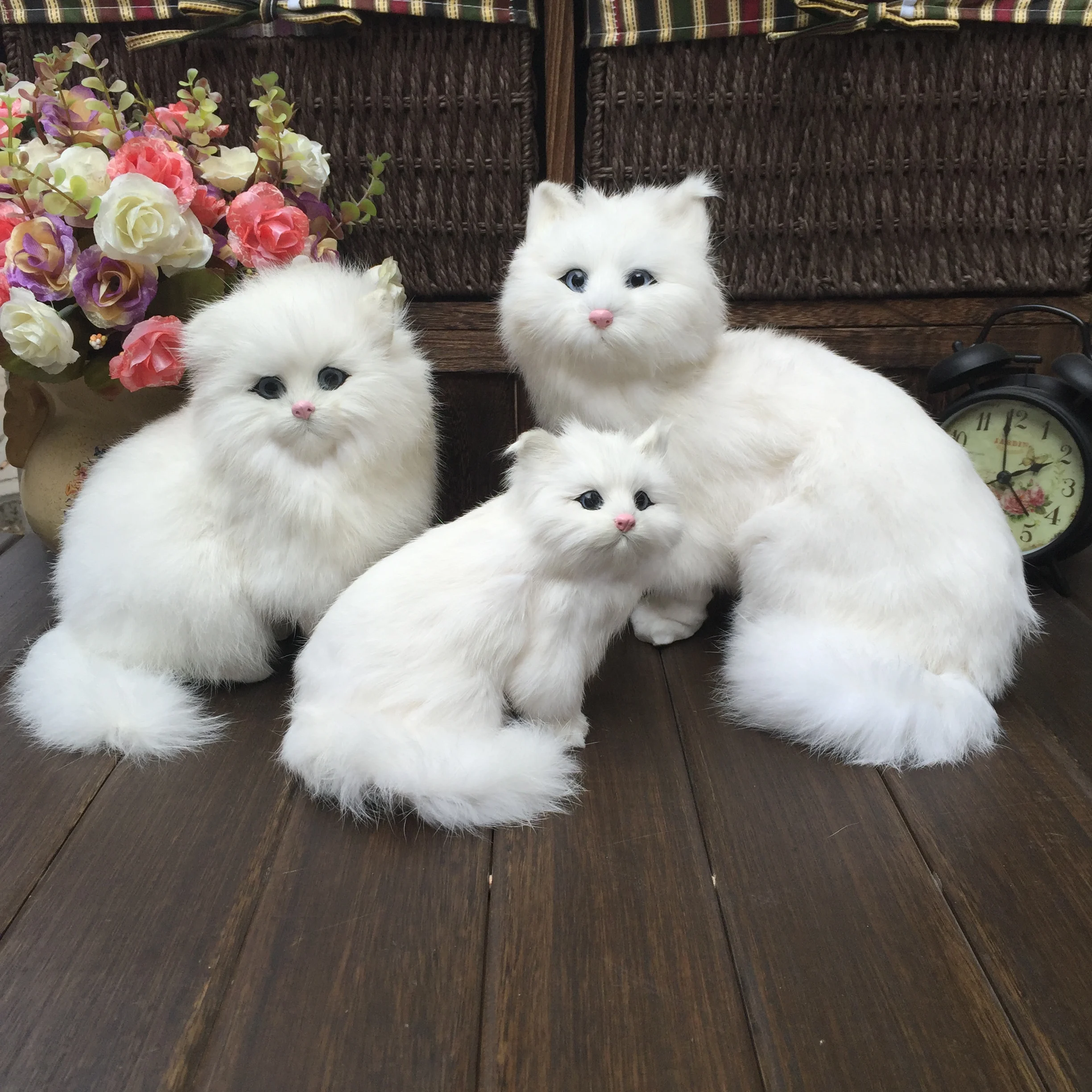 ที่สมจริง Plush ของเล่นจำลองตุ๊กตาแมวเปอร์เซียสีขาวแมวเหมือนจริง Kitten ชุดวันเกิดปีใหม่ของขวัญเครื่องประดับตกแต่งบ้าน