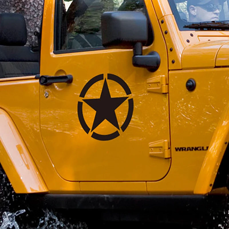 Noizzy Willys Star US Army Car Sticker Auto Decal Door Vinyl Reflective Black White for Jeep Wrangler Renegade Grand Cherokee