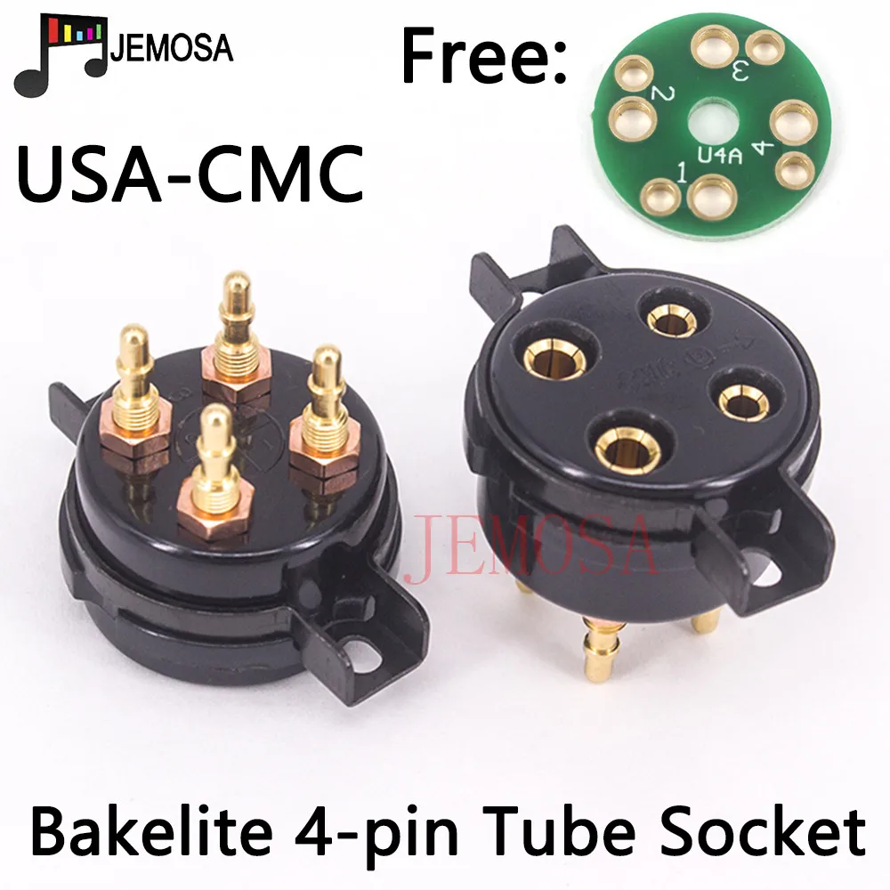 CMC Bakelite 4pin Tube Socket Gold Plated For 2A3 300B FU-811 274A 572B Electron Tube HIFI Audio Vacuum Tube Amplifier