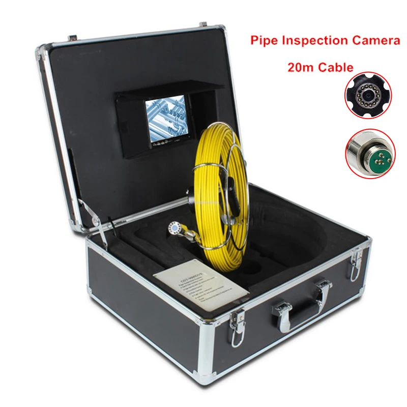 

Support DVR 7inches Screen Pipe Industrial Inspection System 23mm Waterproof Drain Pipeline Sewer Endoscope Camera 20m Cable