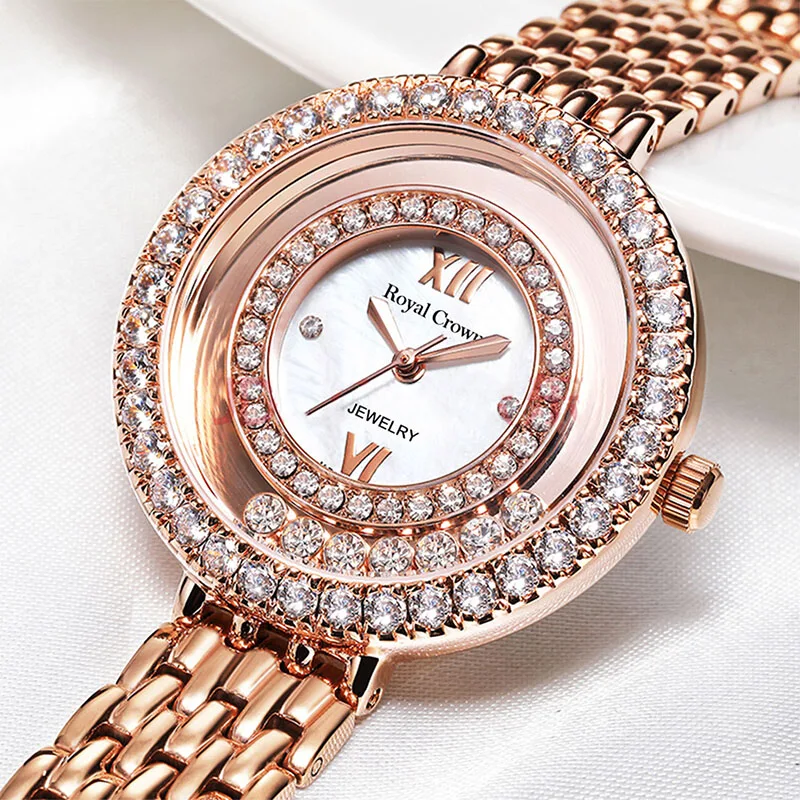 MIQIAO Quartz Watch Women 316 Steel Strap Rose Gold Color Waterproof Diamond-Studded Zircon Buckle Fashion Female Trend Girl