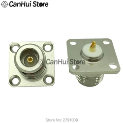 1Pcs N-KF N type female jack RF base coaxial connector 4-hole panel mount Flange antenna socket 25x25mm