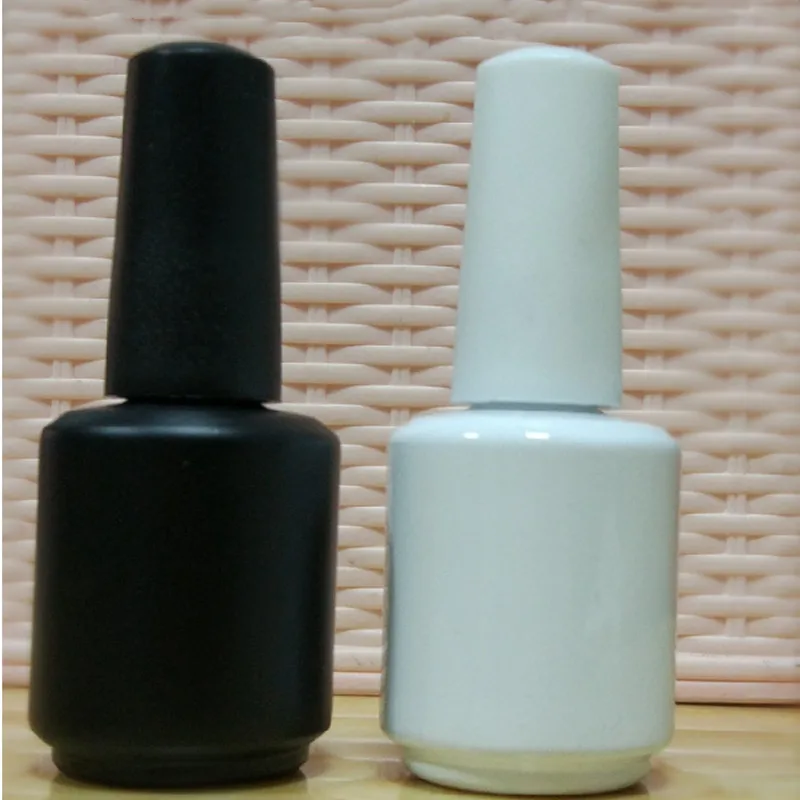 

10/20/30pcs 15ml Black/White Glass Nail Polish Bottle Empty Cosmetic Containers Nail Glass Bottles With Brush