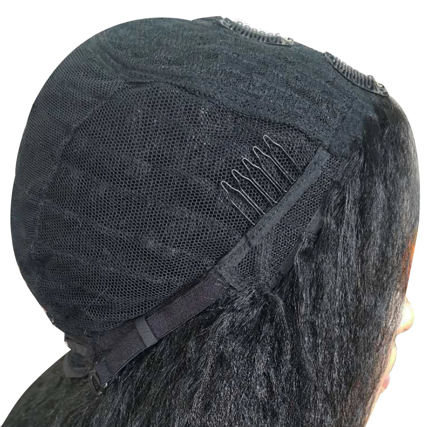Lydia Afro Kinky Straight U-Teil, gemischte Farben, braune Käfer-Rothaar-Perücke, hitzebeständige synthetische 20-Zoll-Tagesperücken für Frauen, flauschig – Detail 11
