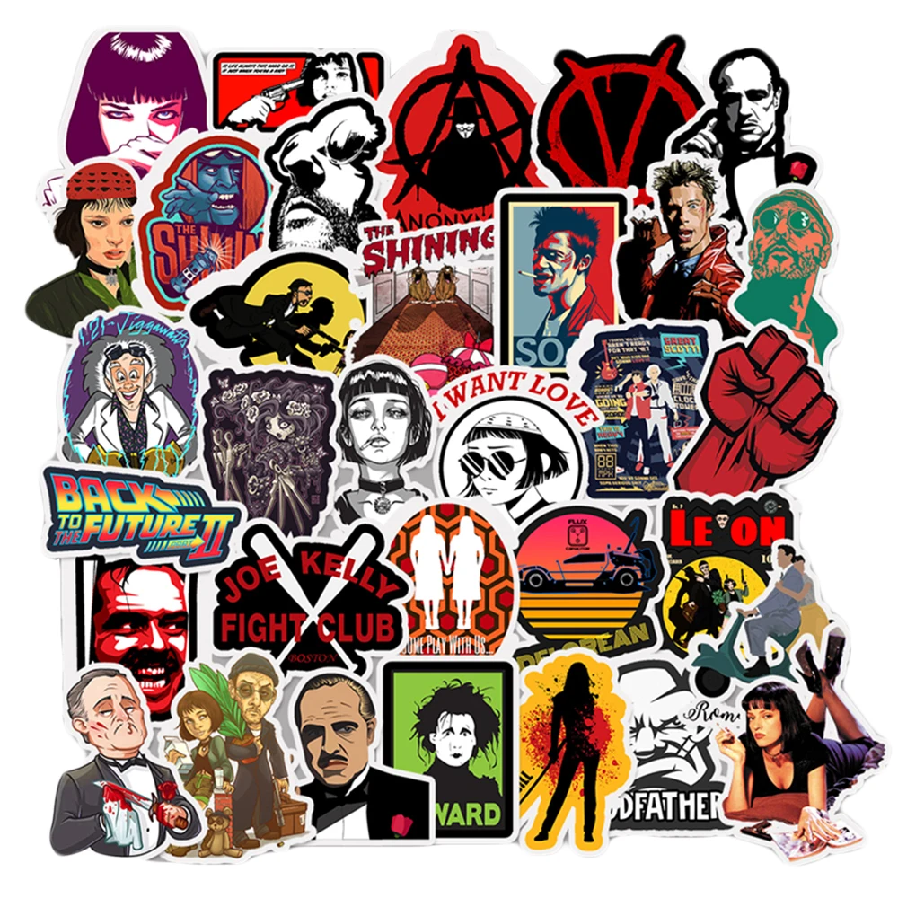 10/30/50PCS Pulp Fiction Movie Cartoon Stickers DIY Bike Travel Luggage Car Guitar Laptop Waterproof Joke Stickers Classic Toy