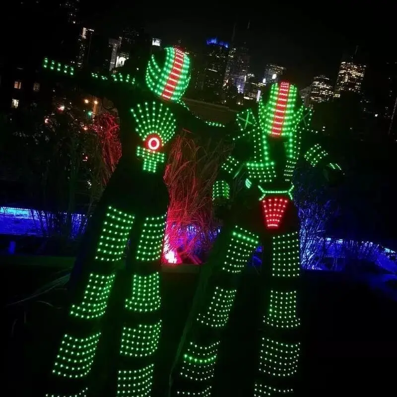 

Halloween cosplay nightclub clothing LED Robot LED Costume Light suits programming controller sets helmet