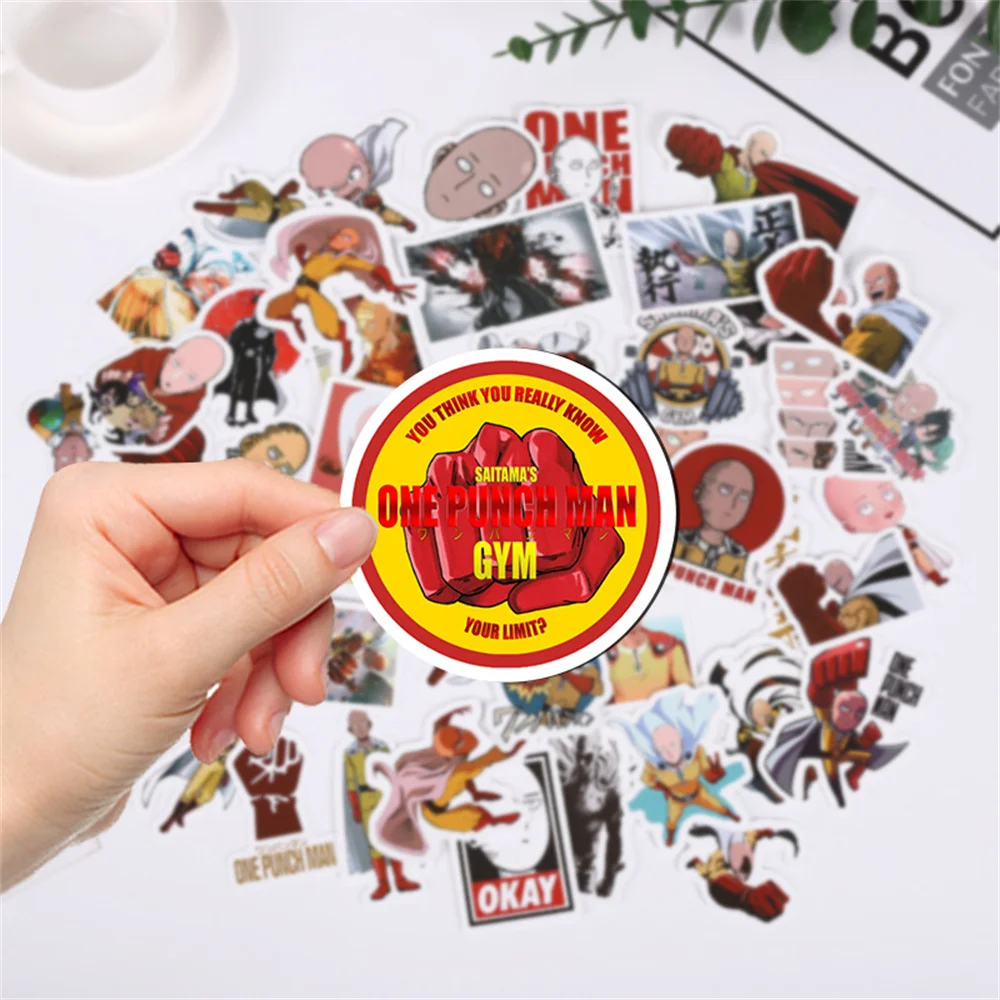 10/30/50PCS Cartoon Anime One Punch Superman Graffiti Sticker Skateboard Helmet Laptop Gift Toy Waterproof Sticker Wholesale