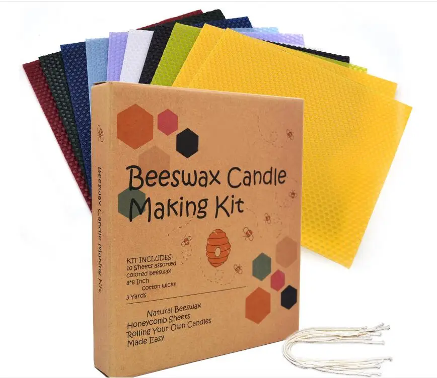 20x20cm Bee wax tablets Children's handmade candle honeycomb sheet ins Korean hand roll wax sheet diy candle material smokeless