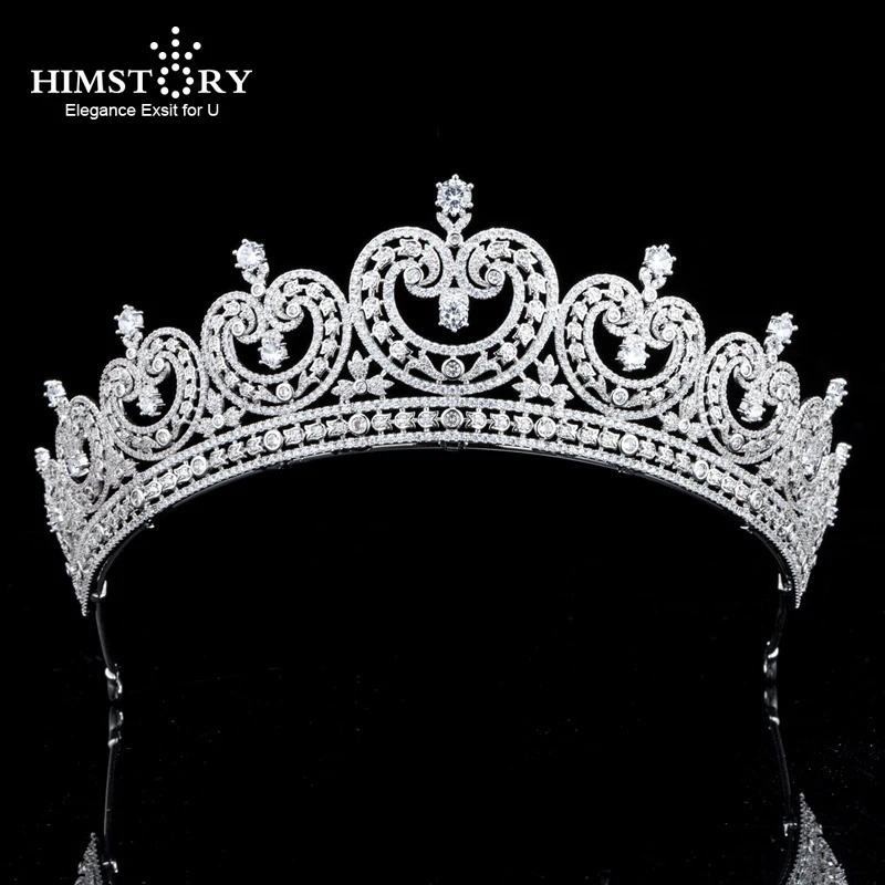 Himstory Sparkling New Designs Wedding Tiaras Crowns Full Cubic Zircon Bridal Hairbandsl Hair Accessories