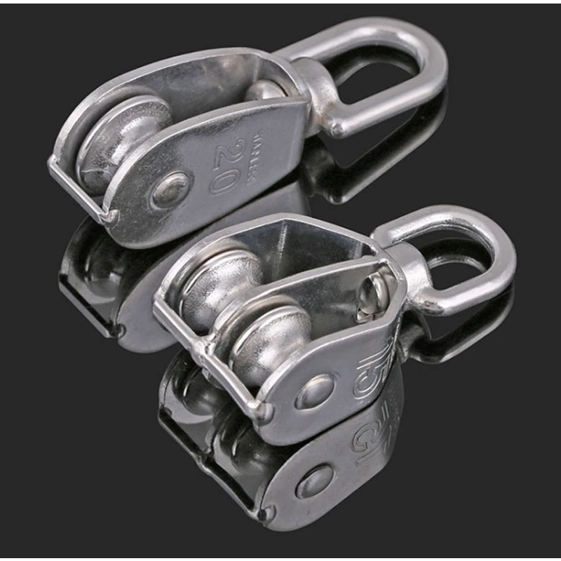 304 stainless steel single / double pulley wire rope chain traction fixed pulley lifting load pulley single pulley