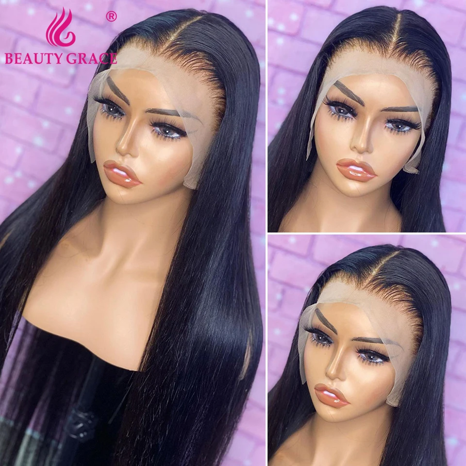 Straight 30 Inch Lace Front Wig Brazilian Bone Straight Human Hair Wig Pre Plucked Lace Frontal Wig 4X4 Closue Wigs For Women