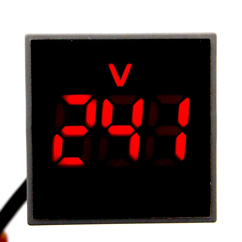 LED Voltmeter Signal Lights Digital Display Gauge Volt Voltage Meter Indicator Lamp Tester Measuring Range AC 20-500V 22mm