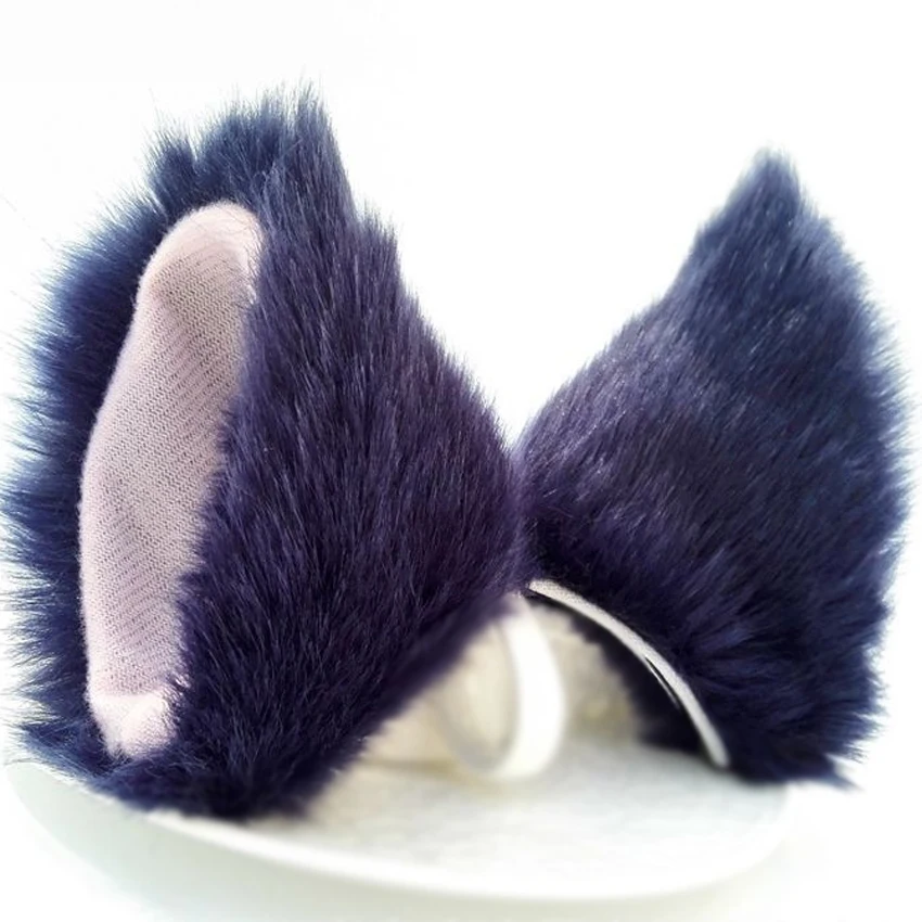 Men Women Halloween Christmas  Party Cosplay Accessory Cat Fox Long Fur Ears Costume Hair Clips Plush Ears Headwear