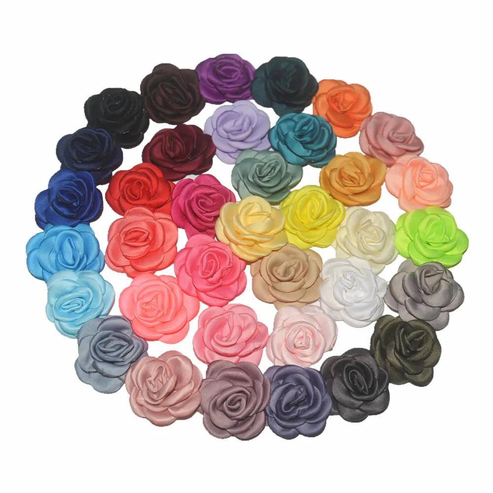 

Hot Sale 40pcs/lot 3.5CM Chiffon Flower Fabric Rose Hair Flowers For Headband Fabric Flowers For Craft Hair Accessories LSFB039