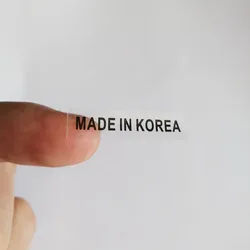 1000pcs 6X28mm MADE IN KOREA Stickers Transparent/White Label Country of Origin