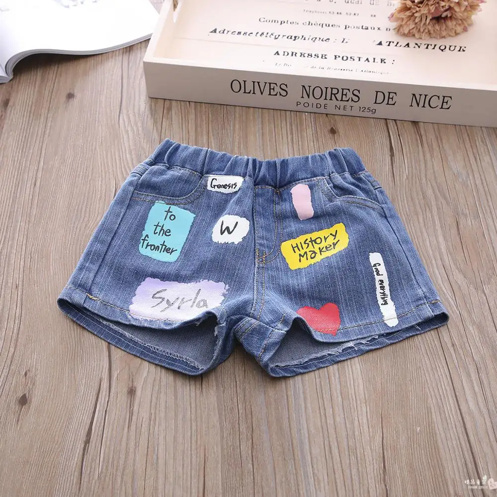 

Summer new boys and girls washed denim shorts fashion children thin section wear tide children pants