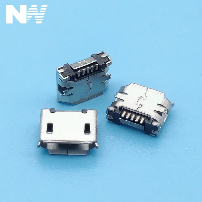 50Pcs Micro Usb Female Socket 5Pin Smd Short Needle Copper Shell Data Port Charging Port Mk5P Mini Usb Connector