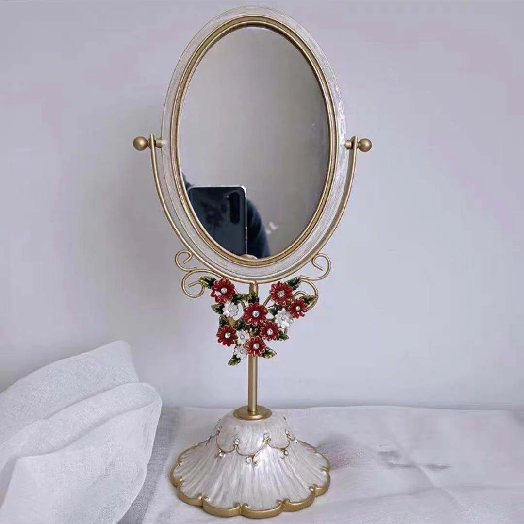 

Desktop Make-up Mirror зеркало Enamel-colored Double-sided Simple For Household Retro Vanity Mirrors In Nordic Style Decoration