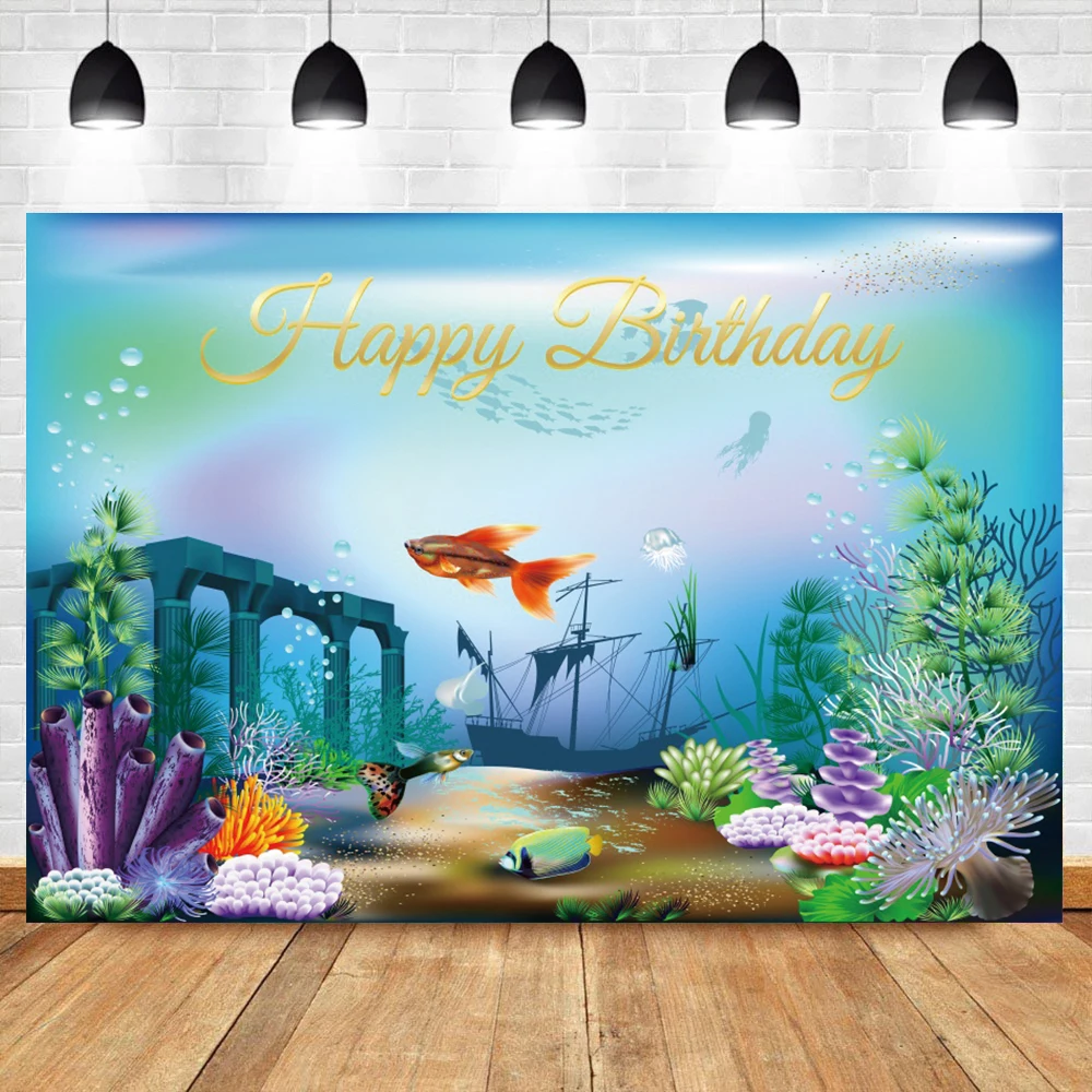 Laeacco Đại Dương Dưới Nước Phong Cảnh Cá Heo Vật Có Hoa Bé Đảng Nhiếp Ảnh Backdrop Tùy Chỉnh Chụp Ảnh Nền Studio Chụp Ảnh