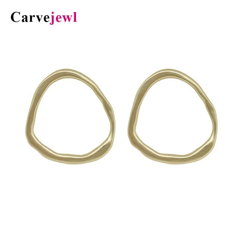 Carvejewl stud earing irregular hammered round circle stud earrings for women jewelry matte gold matte silver plated girl gift