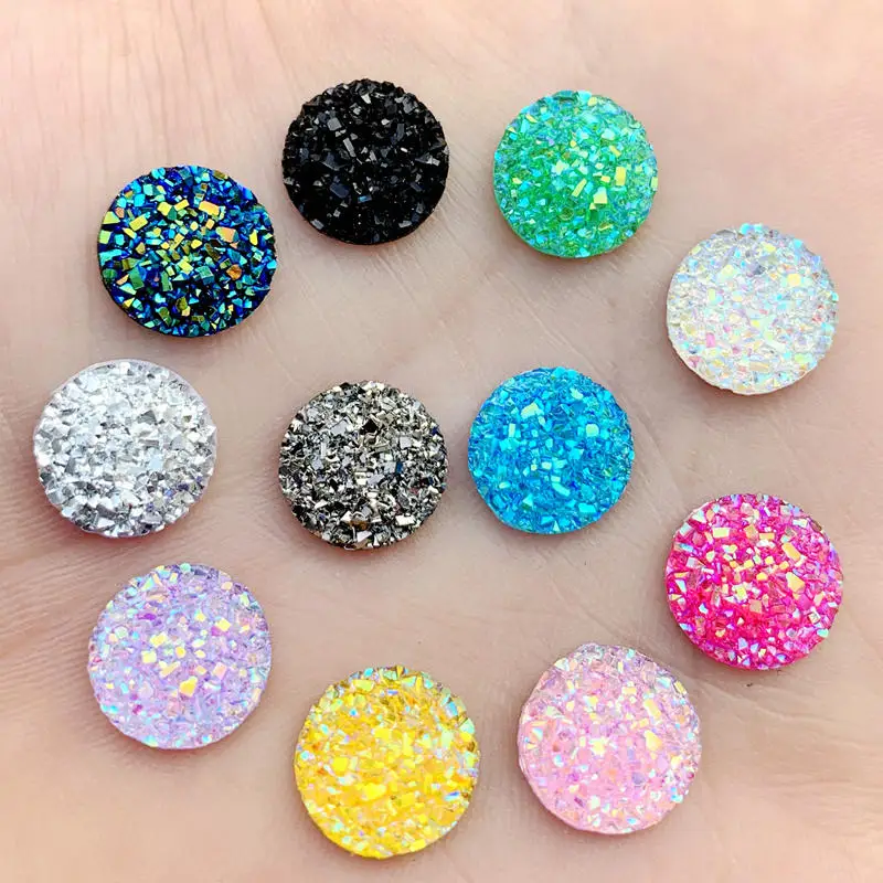 

Crystal AB 12mm 80Pcs/Lot Flatback Resin Dotted Round Rhinestone Cabochon Gems,Flat Back Resin Rhinestone For DIY Decoration