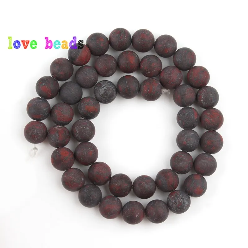 4/6/8/10/12mm Dark Red Flower Jaspers Natural Stone Round Beads for Jewelry Making DIY Bracelet Accessories 15\